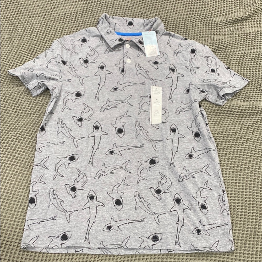 Cat & Jack Gray Shark Print Polo